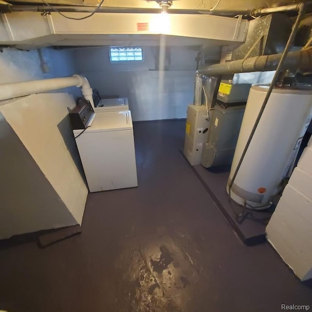 675 E Beverly Ave, Royal Oak, MI 48340 - basement featuring water heater and washing machine and dryer