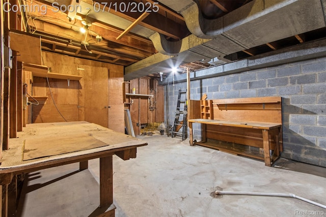 24280 Moritz St, Oak Park, MI 48237 - unfinished below grade area featuring a workshop area and concrete block wall