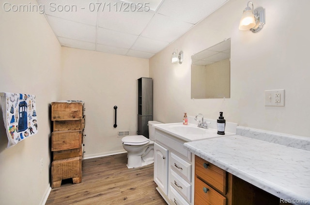 3787 Santa Fe Trl, Ann Arbor, MI 48108 - bathroom with a paneled ceiling, wood finished floors, and vanity