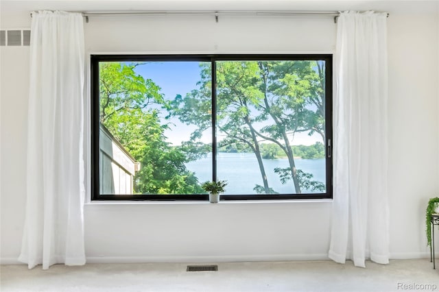 9671 Harbour Cove Ct, Ypsilanti, MI 48197 - empty room with carpet, plenty of natural light, and a water view