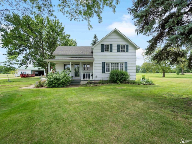 7393 Newport S Rd, Newport, MI 48166 - traditional-style house featuring a porch, a front yard, and roof with shingles