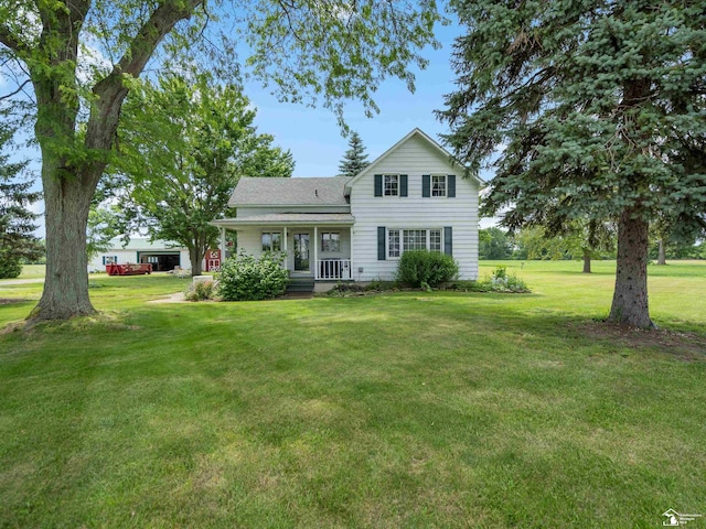 7393 Newport S Rd, Newport, MI 48166 - view of front of home featuring covered porch, a front yard, and a shingled roof