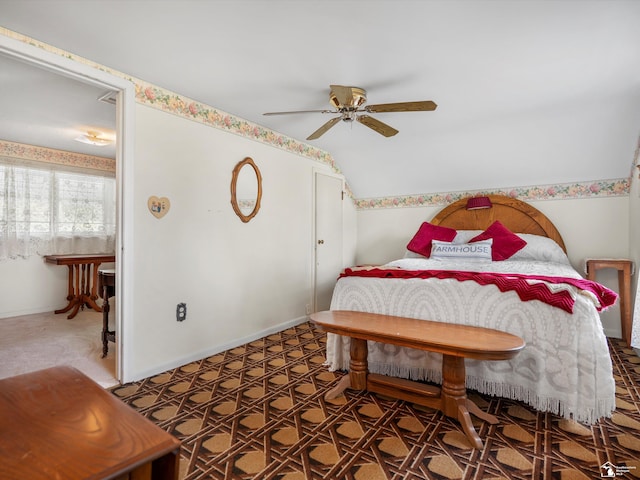 7393 Newport S Rd, Newport, MI 48166 - bedroom with lofted ceiling and a ceiling fan