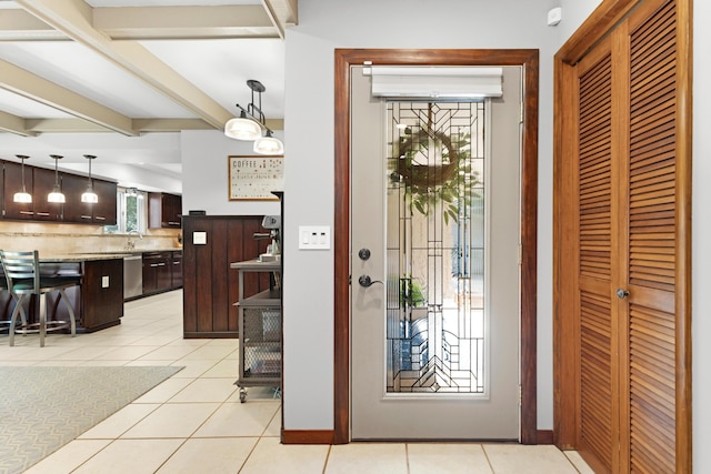 15178 154th Ave, Grand Haven, MI 49417 - entryway with beam ceiling and light tile patterned flooring