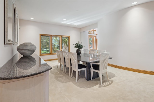 6076 Browns Lake Rd, Jackson, MI 49203 - dining room featuring light colored carpet and recessed lighting