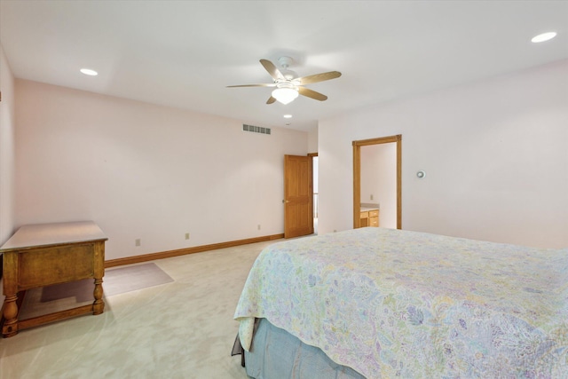 6076 Browns Lake Rd, Jackson, MI 49203 - bedroom featuring light carpet, recessed lighting, and ceiling fan