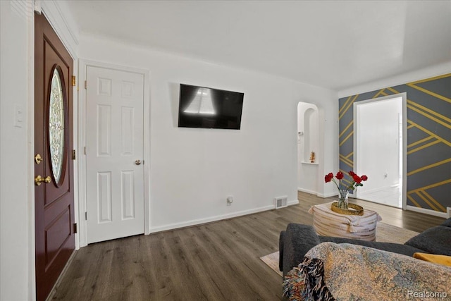 18247 Harlow St, Detroit, MI 48235 - living room featuring wood finished floors and baseboards