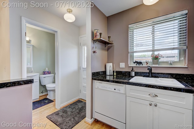 323 W Lincoln Ave, Royal Oak, MI 48067 - kitchen featuring dishwasher, white cabinets, open shelves, light wood-type flooring, and tile countertops