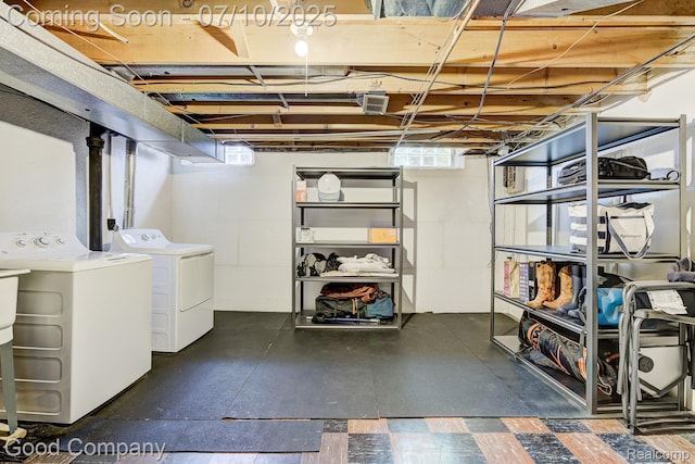 323 W Lincoln Ave, Royal Oak, MI 48067 - basement featuring independent washer and dryer and tile patterned floors