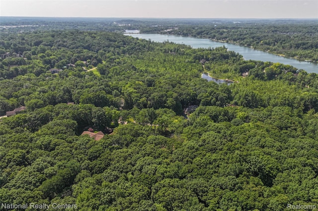 7500 Deerhill Dr, Clarkston, MI 48346 - drone / aerial view of a heavily wooded area and a large body of water