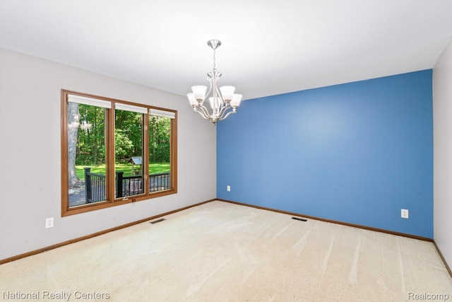 7500 Deerhill Dr, Clarkston, MI 48346 - empty room featuring a chandelier and carpet floors