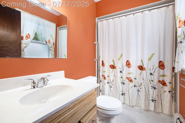 22950 Koths St, Taylor, MI 48180 - bathroom with vanity, a shower with shower curtain, and tile patterned floors