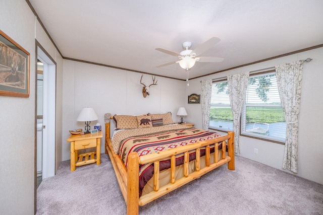 17648 Lost Lake Rd, Barryton, MI 49305 - carpeted bedroom with crown molding and a ceiling fan
