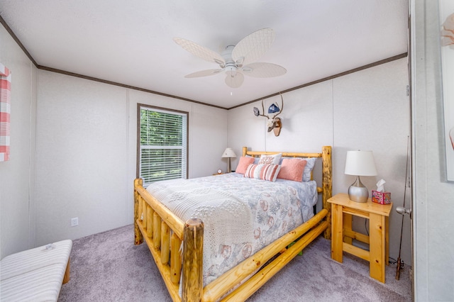 17648 Lost Lake Rd, Barryton, MI 49305 - bedroom with carpet floors, crown molding, and ceiling fan