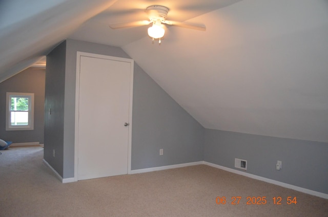 403 Hoover Ave, Benton Harbor, MI 49022 - bonus room with vaulted ceiling, light carpet, and a ceiling fan