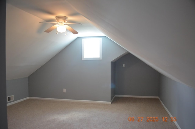 403 Hoover Ave, Benton Harbor, MI 49022 - bonus room with lofted ceiling, light carpet, and a ceiling fan