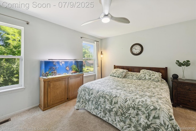 4577 Oaklawn Dr, Pinckney, MI 48169 - bedroom featuring light colored carpet and a ceiling fan