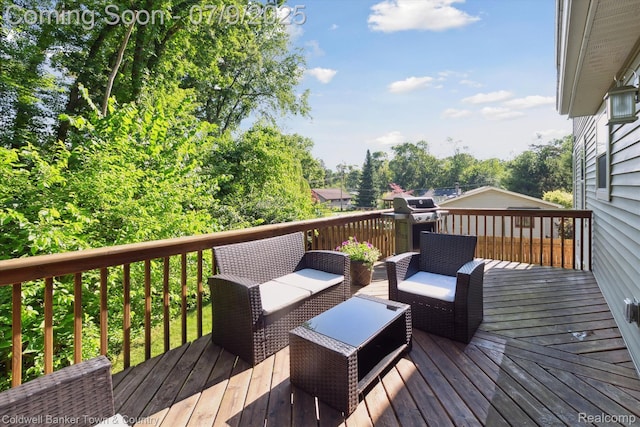 4577 Oaklawn Dr, Pinckney, MI 48169 - wooden deck featuring an outdoor living space and area for grilling