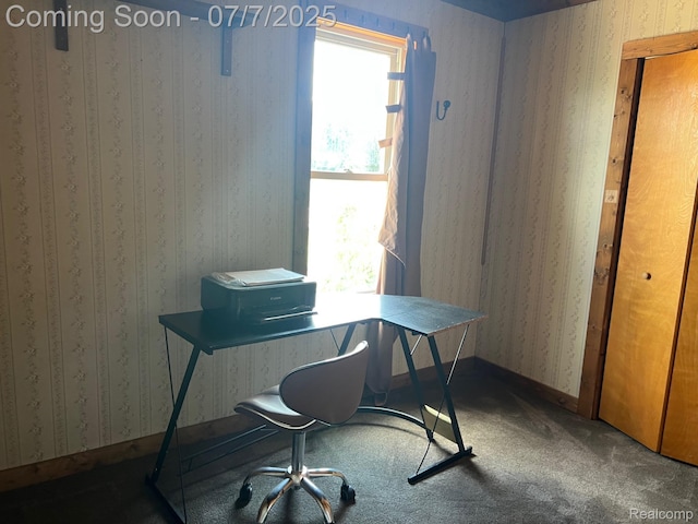 3500 Schlaud Rd, North Branch, MI 48461 - office area with wallpapered walls and carpet