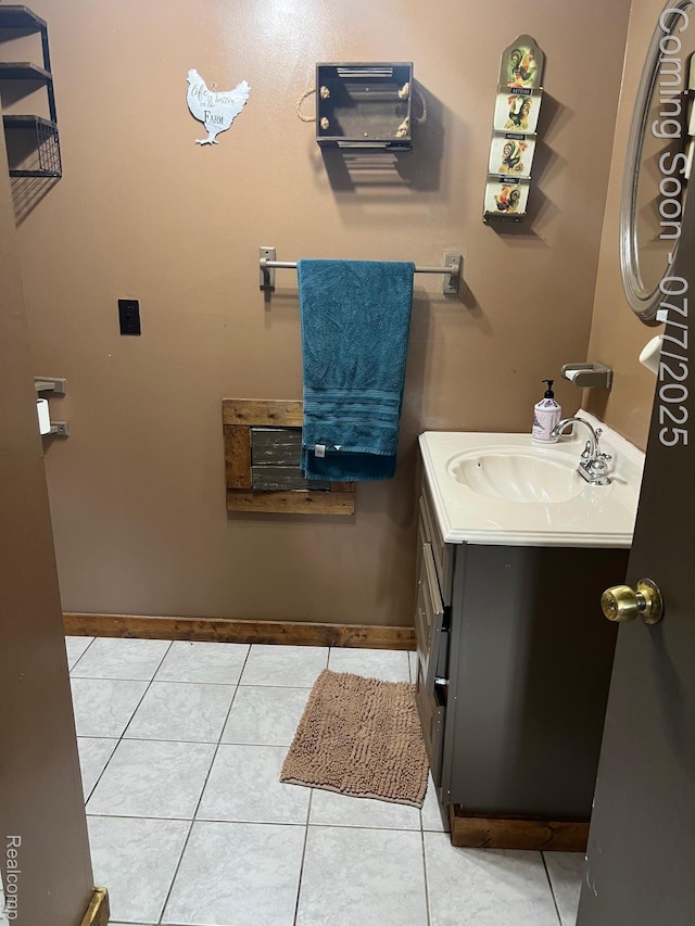 3500 Schlaud Rd, North Branch, MI 48461 - half bath with vanity and tile patterned flooring