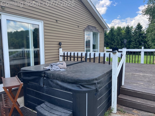 3500 Schlaud Rd, North Branch, MI 48461 - wooden terrace featuring a hot tub