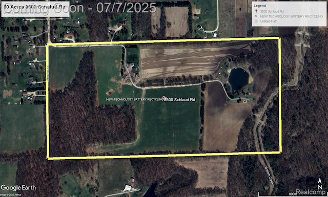 3500 Schlaud Rd, North Branch, MI 48461 - aerial view of property's location with property boundaries highlighted