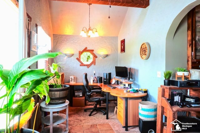 5985 Shady Ln, Newport, MI 48166 - office space featuring arched walkways and a chandelier