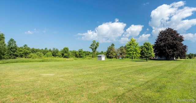6550 Black River Rd, Croswell, MI 48422 - view of green lawn featuring a shed