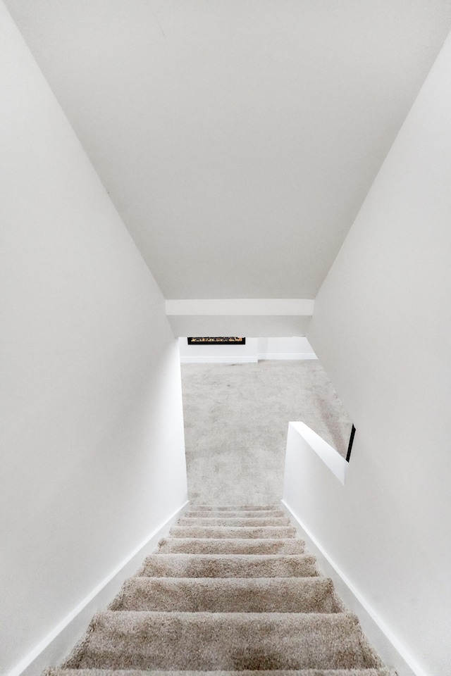 20157 Huntington Ave, Harper Woods, MI 48225 - stairway with vaulted ceiling and carpet