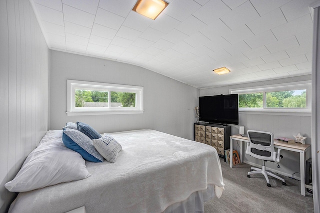 3477 Esson Dr, Grand Blanc, MI 48439 - bedroom featuring carpet flooring, lofted ceiling, and an office area