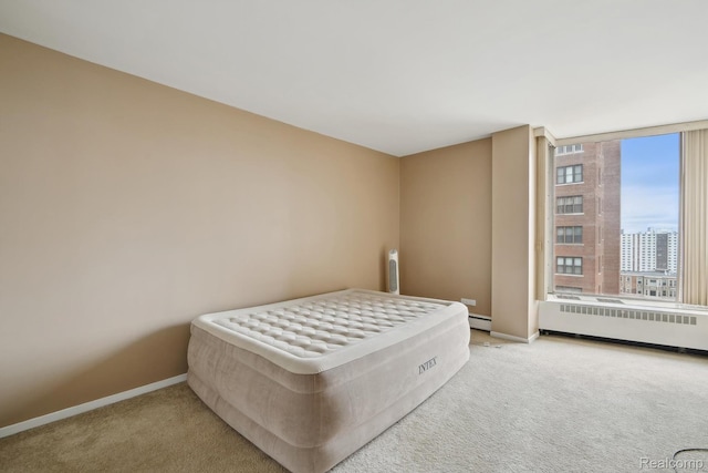 8200 E Jefferson # 1202, Detroit, MI 48214 - bedroom with radiator, carpet, and a baseboard radiator