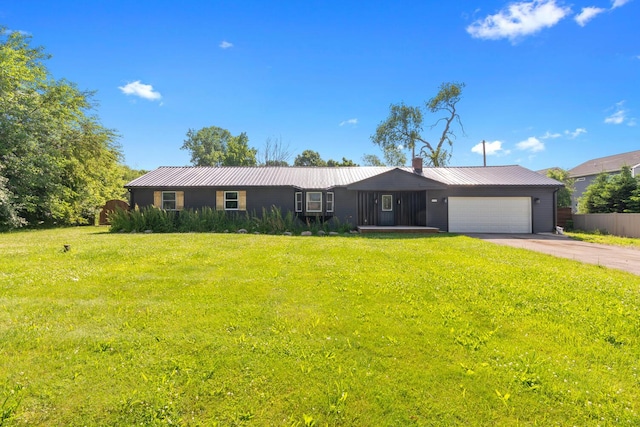 6750 Walters Rd, Clarkston, MI 48346 - ranch-style house with a metal roof, an attached garage, and driveway