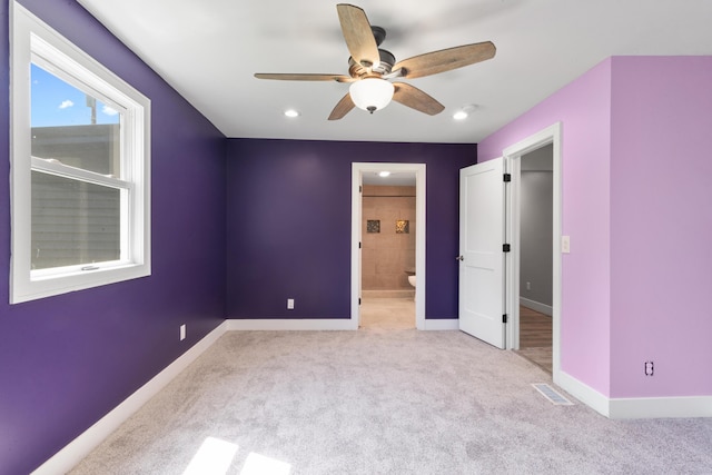 6750 Walters Rd, Clarkston, MI 48346 - unfurnished bedroom with carpet floors, connected bathroom, ceiling fan, and recessed lighting