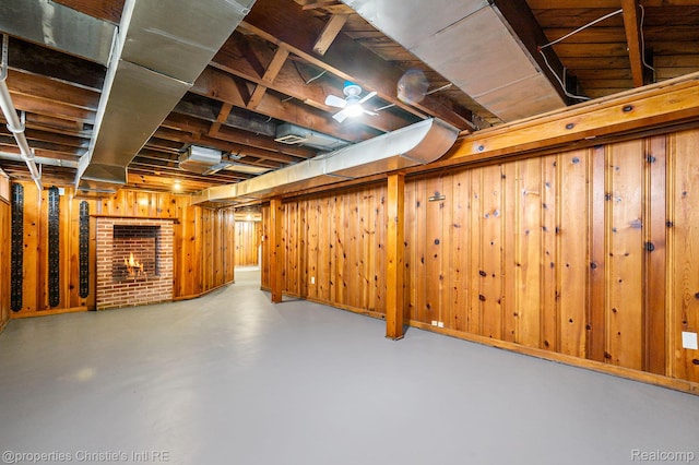 18661 Stoepel St, Detroit, MI 48221 - finished basement featuring wooden walls