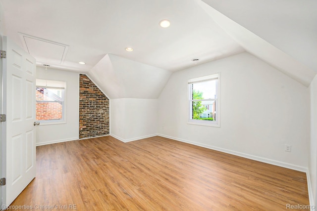 18661 Stoepel St, Detroit, MI 48221 - bonus room with attic access, light wood-type flooring, vaulted ceiling, and recessed lighting