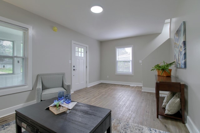 609 W Biddle St, Jackson, MI 49203 - living room featuring wood finished floors and baseboards