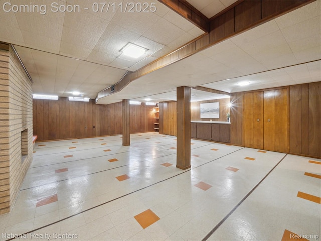 29620 Oakview St, Livonia, MI 48154 - finished below grade area featuring wooden walls and a drop ceiling