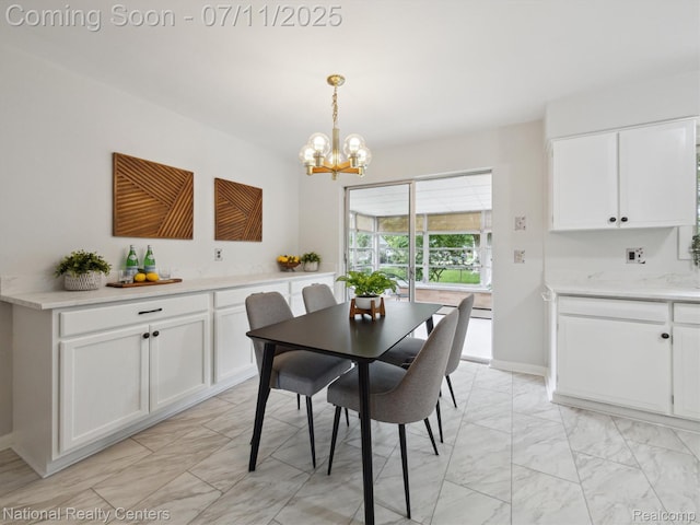 29620 Oakview St, Livonia, MI 48154 - dining room featuring light marble finish floors and a chandelier