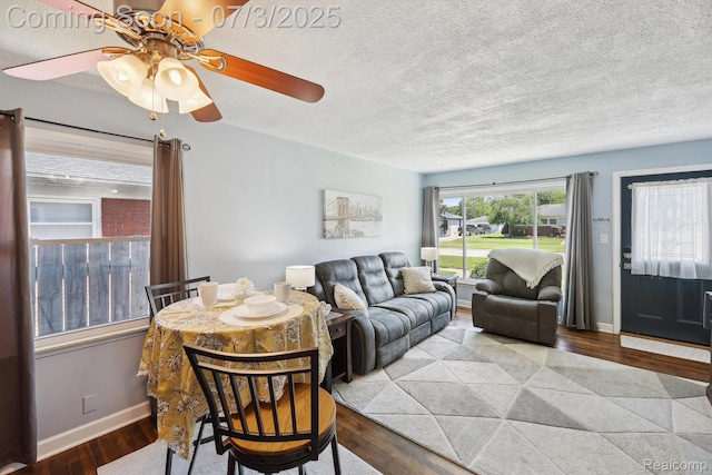 29934 Tamarack Dr, Gibraltar, MI 48134 - living area with ceiling fan, wood finished floors, and a textured ceiling