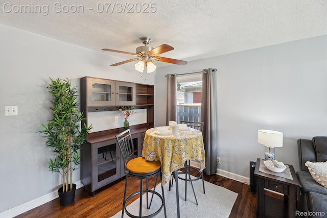 29934 Tamarack Dr, Gibraltar, MI 48134 - dining space with ceiling fan, a textured ceiling, and dark wood-style flooring