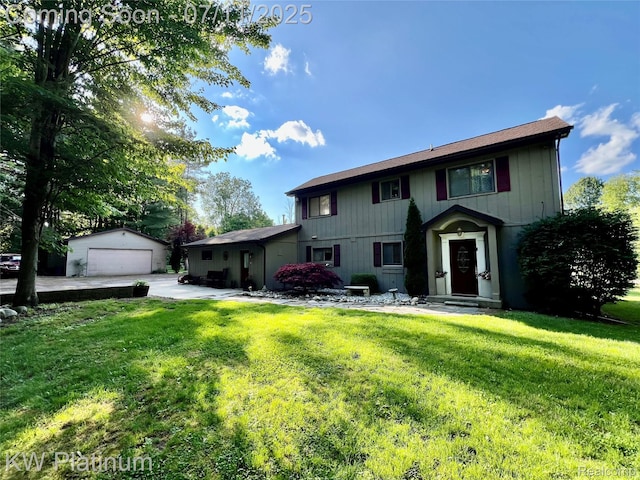 7135 Gardner Line Rd, Lexington, MI 48450 - view of front of house featuring a front yard, a garage, and an outdoor structure