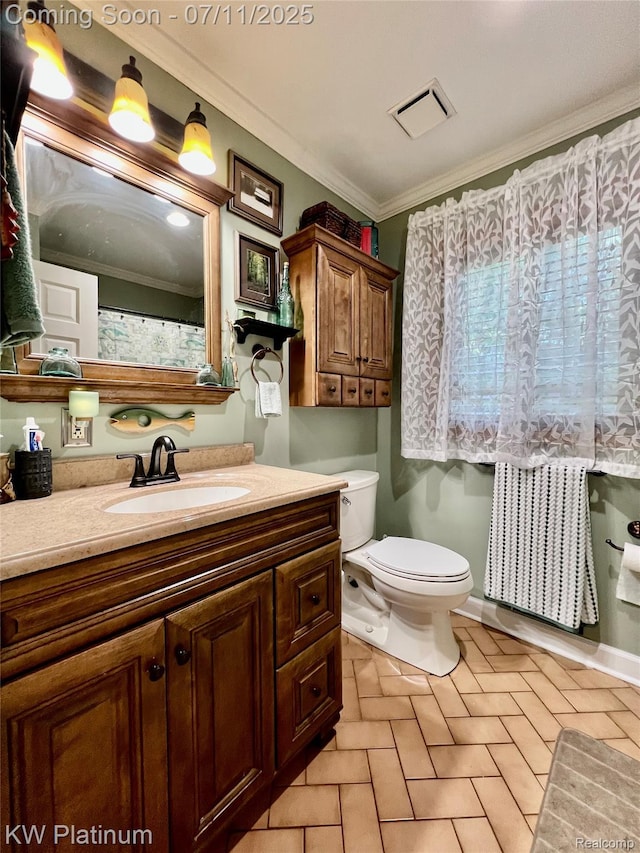 7135 Gardner Line Rd, Lexington, MI 48450 - bathroom featuring vanity, crown molding, and tile patterned floors