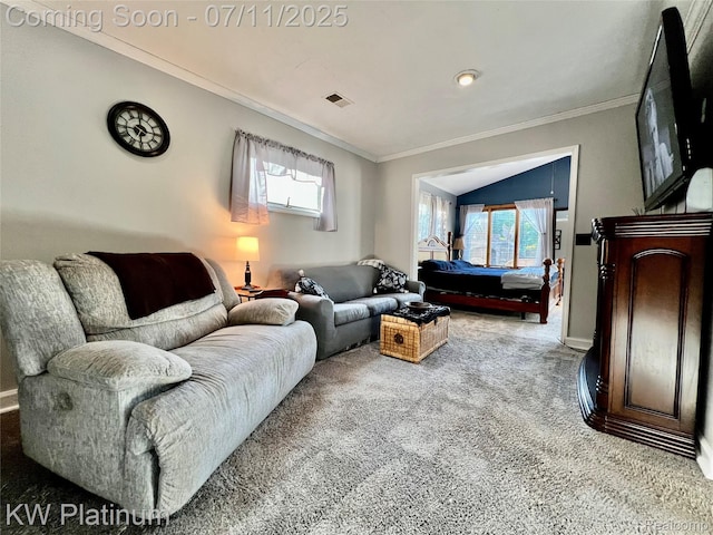 7135 Gardner Line Rd, Lexington, MI 48450 - living area with carpet and ornamental molding