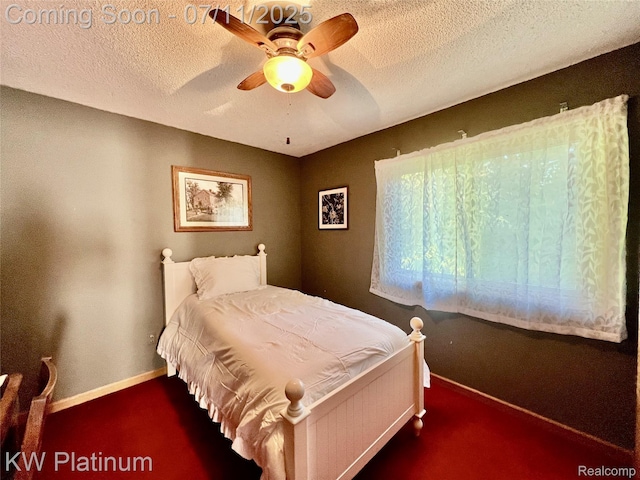 7135 Gardner Line Rd, Lexington, MI 48450 - carpeted bedroom featuring a textured ceiling and ceiling fan