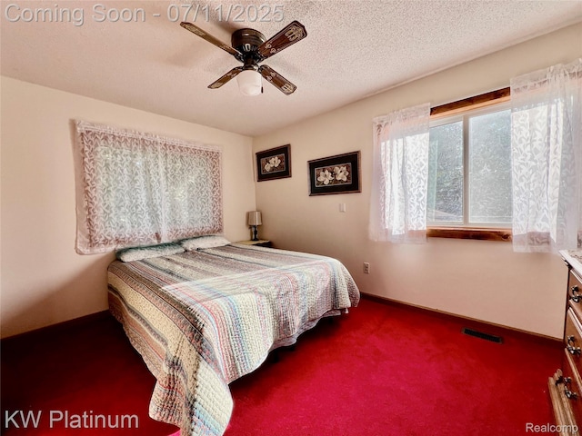 7135 Gardner Line Rd, Lexington, MI 48450 - bedroom with carpet flooring, ceiling fan, and a textured ceiling