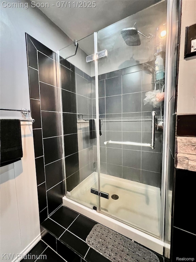 7135 Gardner Line Rd, Lexington, MI 48450 - full bathroom featuring a stall shower and tile patterned floors