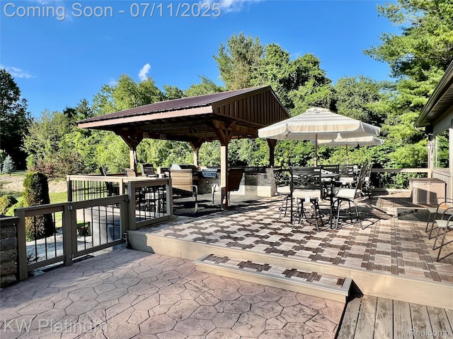 7135 Gardner Line Rd, Lexington, MI 48450 - view of patio featuring a gazebo and outdoor dining space