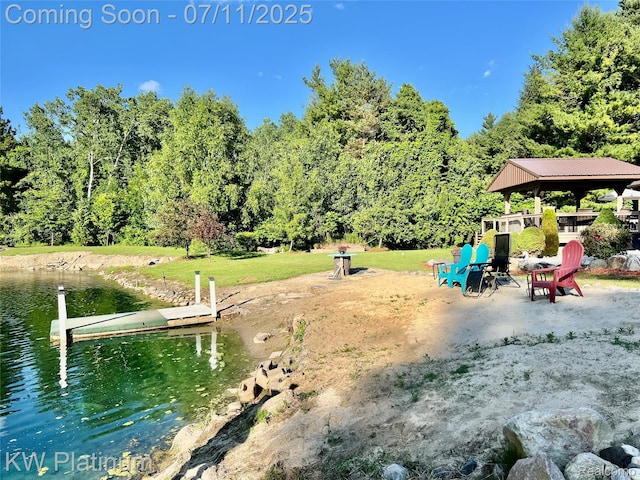 7135 Gardner Line Rd, Lexington, MI 48450 - view of yard featuring a dock and a water view