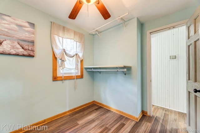 7377 Dogwood Rd, Lexington, MI 48450 - walk in closet featuring wood finished floors and a ceiling fan
