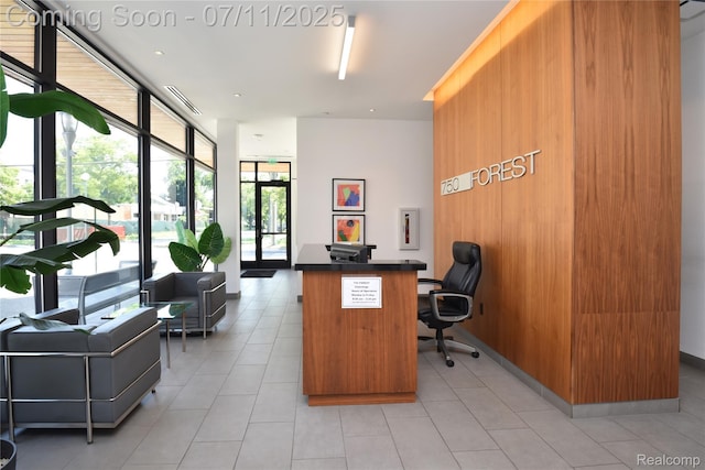 750 Forest Ave Unit 202, Birmingham, MI 48009 - office featuring floor to ceiling windows and light tile patterned flooring